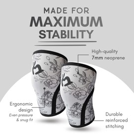 Mighty Buns – Knee Sleeves, High-Performance Weightlifting Knee Sleeves, Knee Compression Sleeve for Squats, Powerlifting, CrossFit, Small, Peonies, 1 Pair