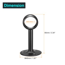 sourcing map Curtain Rod Closet Holders, 1'' Stainless Steel Wardrobe Pipe Lever Bracket, Ceiling Brackets Holder, Black 2Pcs