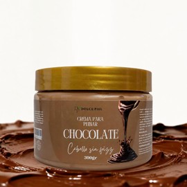 Crema para Peinar de CHOCOLATE 300ml, Manteca de Cacao, Define rizos, para Cabello Rizado y Seco, revive y da vida a tonos castaños, Fórmula artesanal y Sin Siliconas, Hidratación Profunda Y Brillo natural.
