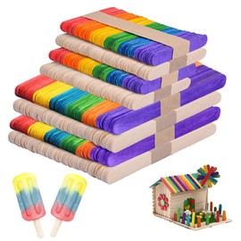 TZQFROCE Pack of 400 Colourful Wooden Sticks Ice Sticks Wooden Sticks for Crafts Ice Sticks Wooden Sticks 7 Colours for Ice Cream Home Decor DIY Crafts