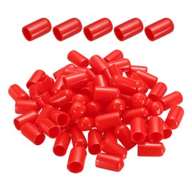 DMiotech 80 Pack 3/8" ID Red Screw Thread Protectors Rubber End Caps Bolt Covers for Screw Bolt Furniture Pipe