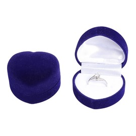 JIHUOO 4 Pcs Heart Shape Velvet Ring Boxes Engagement Ring Cases Earring Display Boxes Ear Stud Gift Boxes Wedding Ring Holders Blue