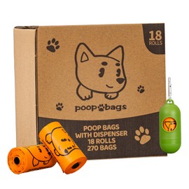 Lesibag Dog Poop Bags With Dispenser, Strong and Leak-proof Waste Bags for Pets, Floral Scented, 270 Count (18 Packs of 15), 13 Inch x 9 Inch (Orange)