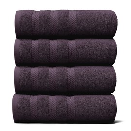 Hearth & Harbor Luxury Hand Towels - 100% Ring Spun Cotton Hand Towels for Bathroom, Shower, Spa, Soft & Absorbent Towels, 4 Piece Set, Purple