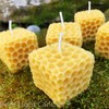 Honeycomb Cube Candle / 100% All Natural Beeswax/Handmade in USA/Bees