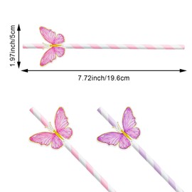 30PCS Bow Bachelorette Disposable Straws, Bridal Shower Decorations, Beach Party Cocktail Paper Stripe Straws