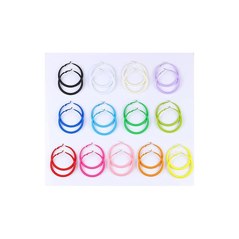 80s Hoop Earrings Colorful Hoop Earrings Large Retro Exaggerated Round