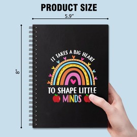 QYUVK It Takes A Big Heart Hardcover 160 Pages Spiral Notebooks 6x8 Inches for Writing and Drawing, Funny Rainbow Black Journal Or Diary Gift For Teacher, Childminder and Teaching Assistant