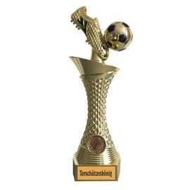 Larius Group Football Trophy with Desired Text, Extra Large (270 mm, 430 g) with/without Engraving, Trophy Award Golden Shoe 1 Place (Top Scorer)