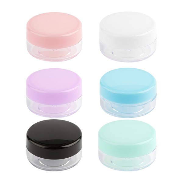 Bojueshaw 6pcs 10Gram Empty Cosmetic Jar,Mini Containers,Leak-Proof Travel Pots with