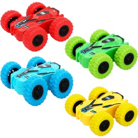 ONEST 4 Pieces Baby Toy Cars for Babies, Infant Soft Rubber Push and Go Toy Car for Toddler Girl, Rattle Roll Truck Wind Up Cars for Infants Gift, Colorful Car Toys for Baby Boys Girls Gift