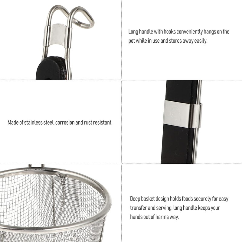 LALAFINA Stainless Steel Pasta Strainer With handle, Food Dumpling Noodle