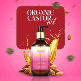 Loveable Secrets Organic Castor Oil for Hair Growth, Skin & Nails – Cold-Pressed, Hexane-Free Castor Oil with Dropper – Eyelash & Eyebrow Serum, Scalp Moisturizer (10 fl oz)