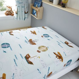 Happy Linen Company Girls Boys Kids World Explorer Blue Double Fitted Sheet