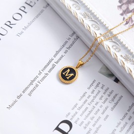 BIFACE Initial Necklaces for Women Gold Jewelry for Women 14K Gold Plated Letter Choker Necklaces Gold Jewelry Valentine's Day Gifts for Women Girl Shell, Stainless Steel, Cubic Zirconia