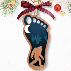 Pawzity Bigfoot Ornament - Bigfoot Gifts, Sasquatch Gifts - Sasquatch Big Foot Christmas Tree Ornaments - Wood Ornament