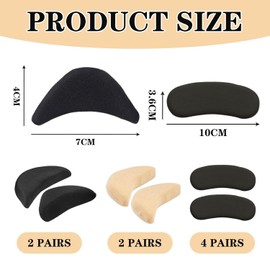 8 Pieces of High Heel Inserts and 4 Pairs of Black Heel Stickers, Sponge High Heel Inserts, Anti-Wear Insoles, Shoe Accessories