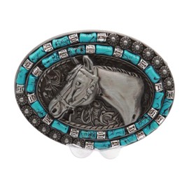 Men Women Fashion Silver Belt Buckle Western Cowboys Metal Horse Rodeo Turquoise