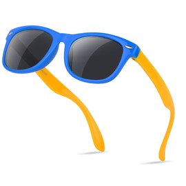 Uacllcau Children's Sunglasses, Polarized Lenses, Rubber Frame, Date Glasses, Sports, Baseball, UV Protection, Kids' Sunglasses, blue