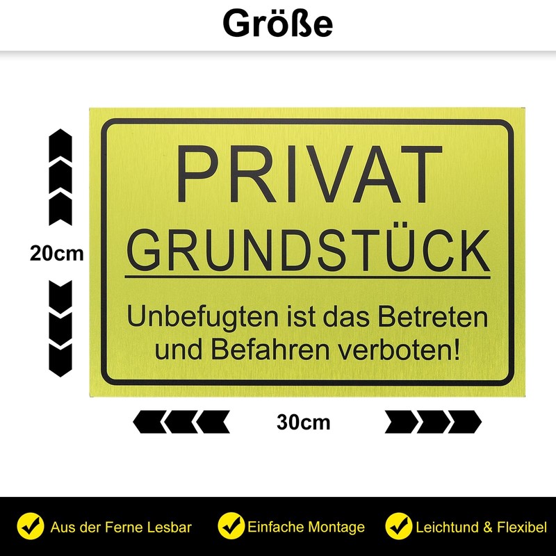 QUARKZMAN Privatgrundstück Signs 30 x 20 cm Betreten Verboten Sign