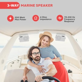 Pyle Pyle 3-Way Weatherproof Outdoor Speaker Set - 3.5 Inch 200W Pair of Marine Grade Mount Speakers - in a Heavy Duty ABS Enclosure Grill - Home, Boat, Poolside, Patio, Indoor Outdoor Use -PLMR24 (White)