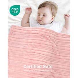 HOMRITAR Fleece Baby Blanket 3D Striped Blanket for Toddler Girls Boys, Ultra Soft Cozy Fluffy Infant Newborn Receiving Blankets for Crib Stroller 30 ×40 inches Pink
