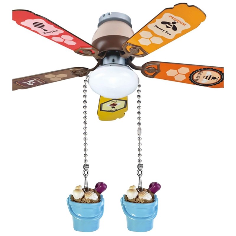 Ceiling Fan Pull Chain - 12 Inch Blue Beach Bucket