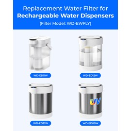 Waterdrop WD-EWFLY Replacement Filters for Waterdrop Electric Dispenser WD-ED11W/WD-ED12W/WD-ED09W/WD-ED21W, Reduce 70+ Contaminants, Soften Water, 1 Pack