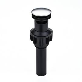 Bathroom Sink Drain with Overflow: Chrome+Black Bathroom Sink Drain Stopper for Bathroom Vanity Vessel Sink, Pop-up Sink Drain with Hair Catcher Anti-Clogging Strainer