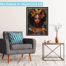 Pavemlo Diamond Painting Kits, African Woman, DIY 5D Diamond Embroidery Painting Kits, Butterfly, Full Drill Crystal Set, Rhinestone Embroidery Pictures, Diamond Painting for House Wall Decoration, 30