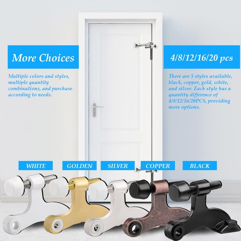 OBTANIM 4 Pack Hinge Pin Door Stopper Heavy Duty Metal