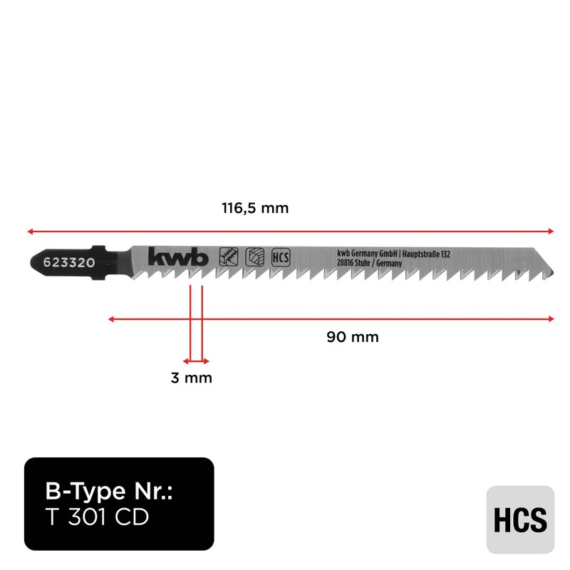 KWB Extra Long Single Lug Shank Jigsaw Blade Wood Woodworking