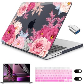 CISSOOK Gorgeous Floral Case for MacBook Pro 14 Inch 2023 2021 Release M3 A2992 A2918/ A2779 M2 /A2442 M1, Plastic Hard Shell Case with Keyboard Cover for MacBook Pro 14 2021-2023, Gorgeous Flowers