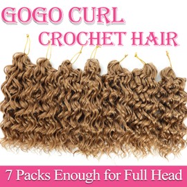 Gogo Curl Short Curly Crochet Hair - 10 Inch, 7 Packs - Beach Curl, Deep Wave, Water Wave Braids - Synthetic Hair Extensions (27#)