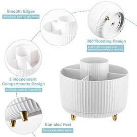 Cayxenful Soporte para lápices para escritorio, 5 ranuras organizadores de escritorio giratorios de 360° y accesorios, organizador de suministros de p