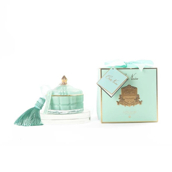 Cote Noire- Small Art Deco Candle Tiffany Blue and Gold, Persian Lime 200g