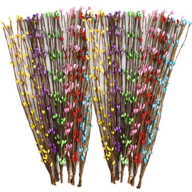HLTOO 60PCS Artificial Berry Garland for Easter, Spring Floral Picks Berry Sprays Stems, for Easter DIY Craft Wreath Making, Home Decoration, 6 Colors