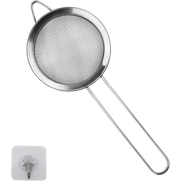 1 Packung kleines Edelstahl-Sieb, feinmaschiges Sieb, mit Küchenhaken, 8 cm