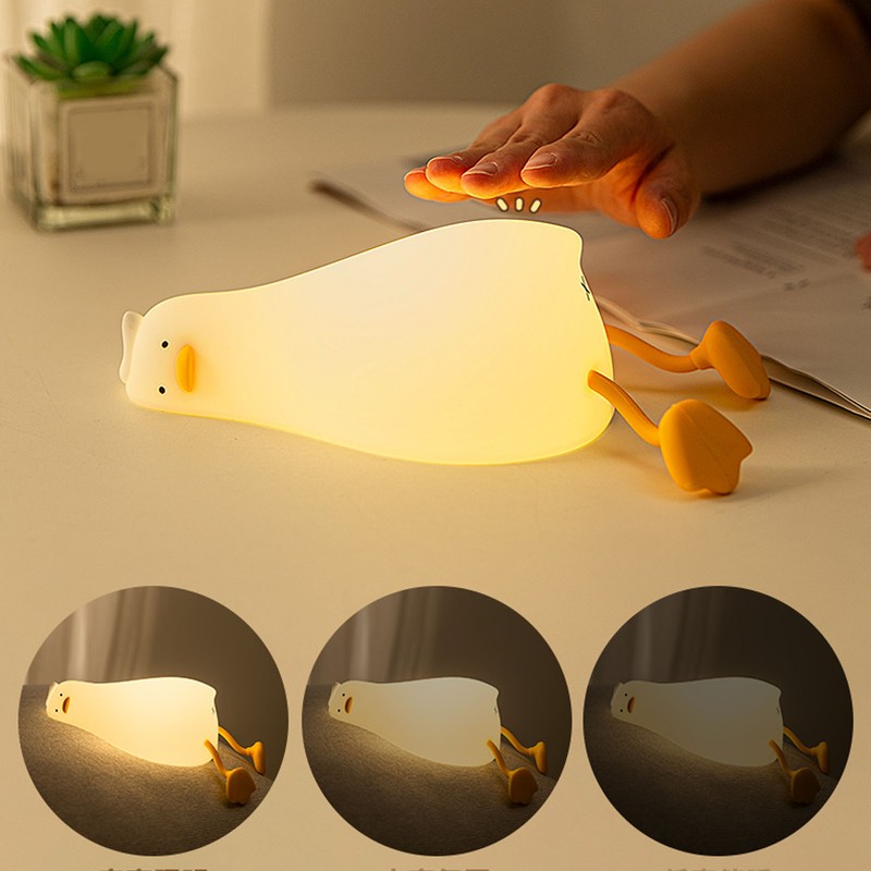 Lying Flat Duck Night Light 3 Levels Brightness Cute Warm