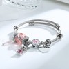 Women's Popular Rabbit Bangle, Pink, Blue, Adjustable, Opening, Platinum, Zircon