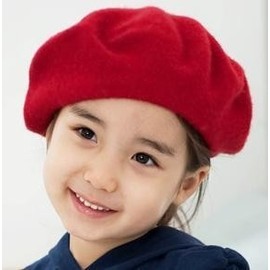 Korean Style Wool Beret for Girls - Parent-Child Matching Dome Hat (Children's Size) Size/Sky Blue 3ea