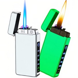 NINSI Torch Lighter, Butane Torch Open Flame Plasma Dual Arc 3-in-1 Lighter, USB Rechargeable Electric Lighters with Flashlight, Windproof Refillable Lighters (Without Fuel) (Luminous White)
