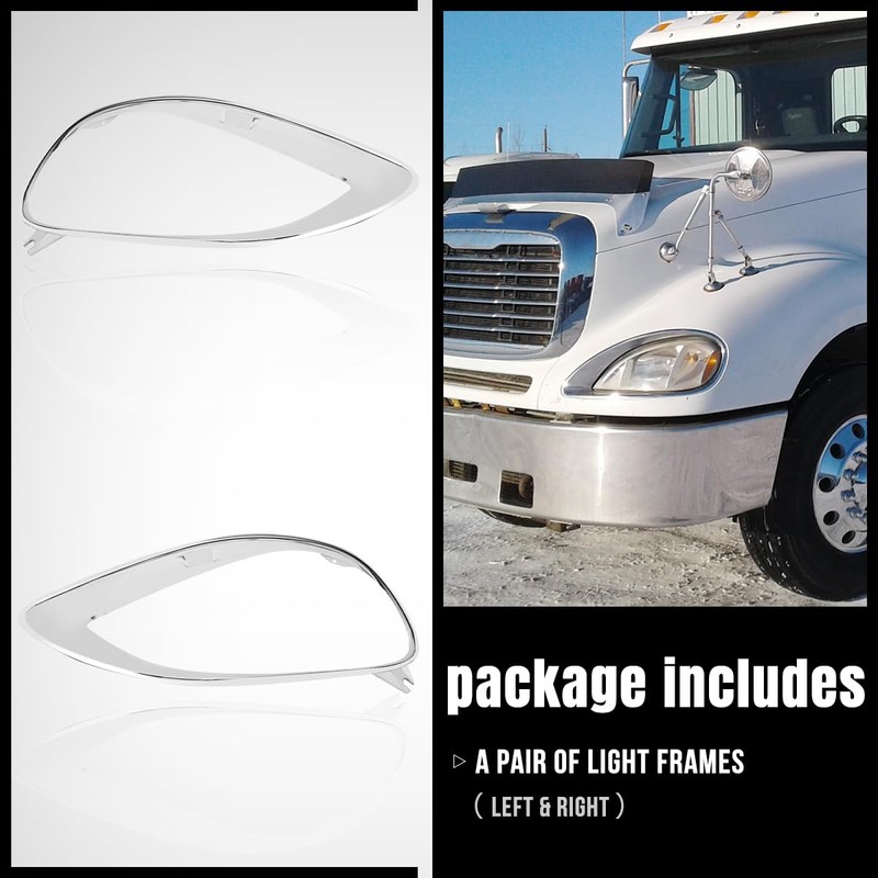 Pair Set Chrome Headlight Bezel Trim Cover Driver + Passenger