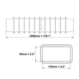 100 x 55 mm - 3 m PVC Exhaust Hose - Hose - Extractor - Exhaust Air for Air Conditioners, Tumble Dryer, Extractor Hood Dryer Accessories