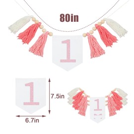 Maxqzin High Chair Banner 1st Birthday Decorations Girl Handmade Boho Baby First Birthday Highchair Banner Fabric Wall Hangings Decorative For Kids Bedroom