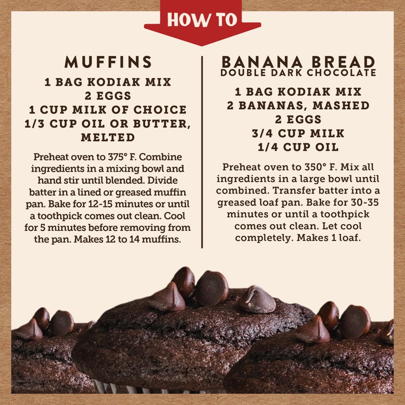 Kodiak Cakes Power Bake Muffin Mix, Double Dark Chocolate, 14
