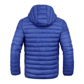 Xsylxgc Mens Winter Coats Puffer Jacket Lightweight Down Jacket Hooded Casual Warm insulated Jacket, Royal blue L