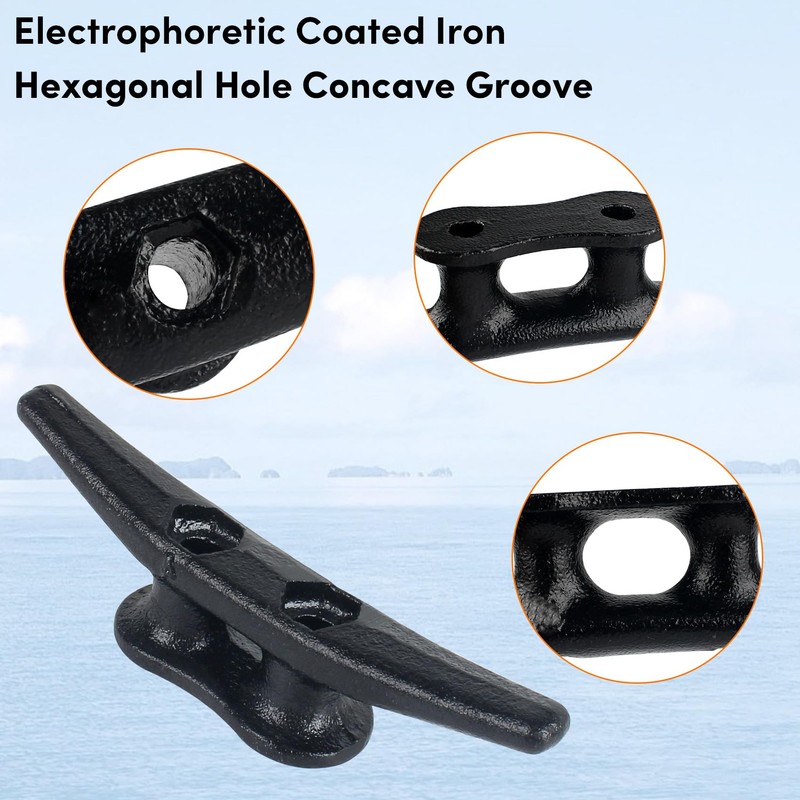 ORLANG 4 Inch Dock Cleats, Electrophoretic Coated Black Boat Cleats