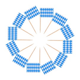 Pack of 100 Bavaria Oktoberfest Toothpick Flags, Oktoberfest Decoration, for Bavarian Party and Country Party, Cocktail, Flag Picks Decoration, Party Decoration, Flag Flags, Cupcake Toppers