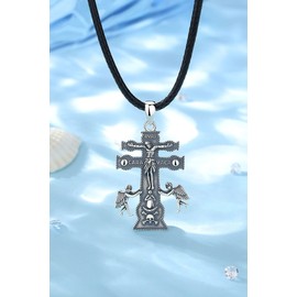 EUDORA Harmony Ball Sterling Silver Caravaca Cross Necklace for Women Men, Amulet Energy Caravaca Pendant for Husband Wife Vintage Christian Jewellry Mother's Day Father's Day Gift, 24 inch